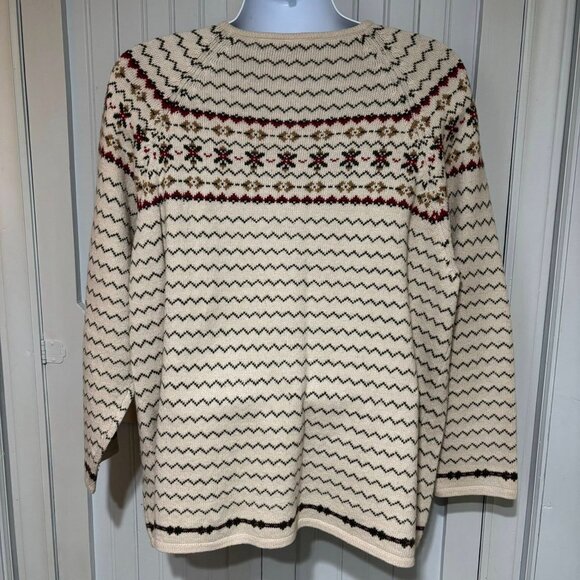 Vintage Womens Cream Nordic Zip Cardigan Sweater 18/20W Ramie/Wool Blend - Picture 6 of 10